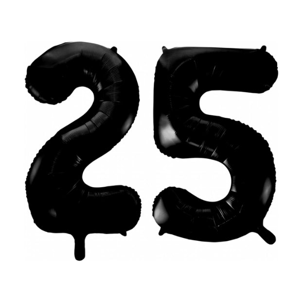 Folieballon 25 jaar zwart 86cm