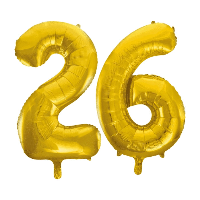 Folieballon 26 jaar Goud 41cm