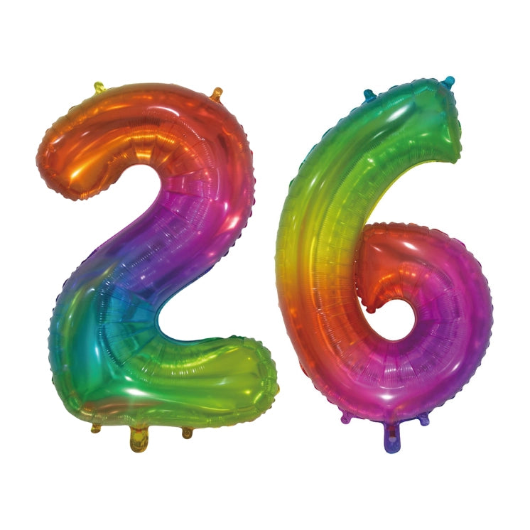 Folieballon 26 jaar Regenboog 76cm