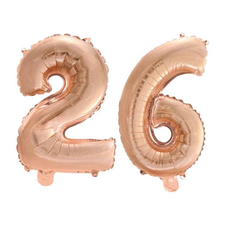 Folieballon 26 jaar Rosé Goud 41cm