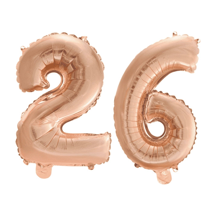 Folieballon 26 jaar Rosé Goud 86cm
