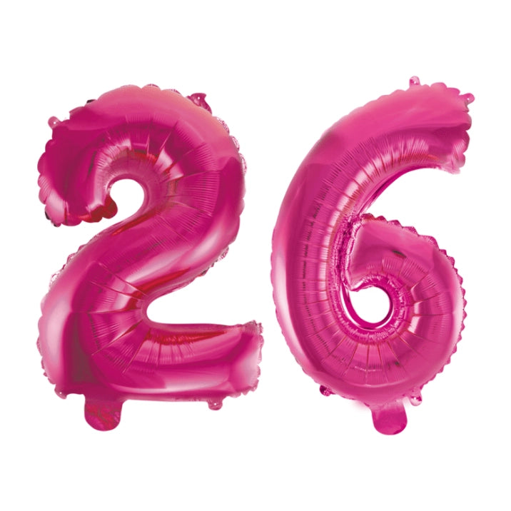 Folieballon 26 jaar roze 41cm