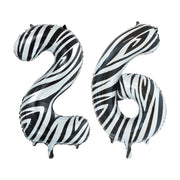 Folieballon 26 jaar zebra 86cm