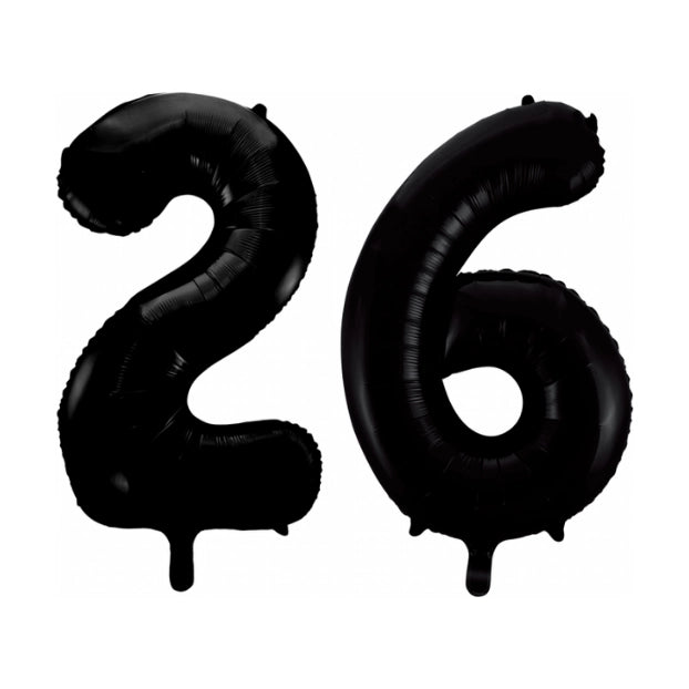 Folieballon 26 jaar zwart 41cm