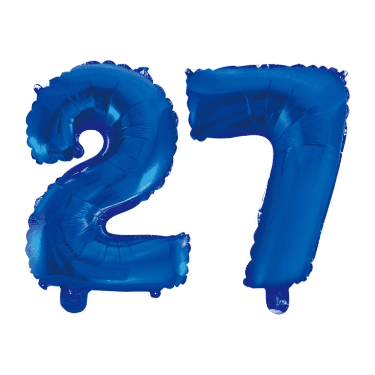 Folieballon 27 jaar blauw 41cm