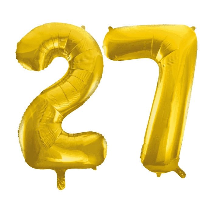 Folieballon 27 jaar Goud 41cm