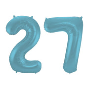 Folieballon 27 jaar metallic pastel blauw mat 86cm