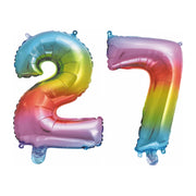 Folieballon 27 jaar Regenboog 86cm