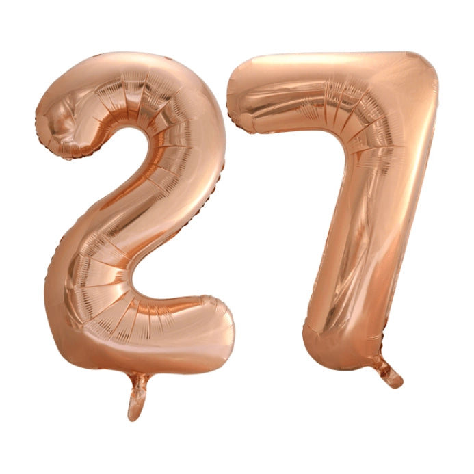 Folieballon 27 jaar Rosé Goud 86cm