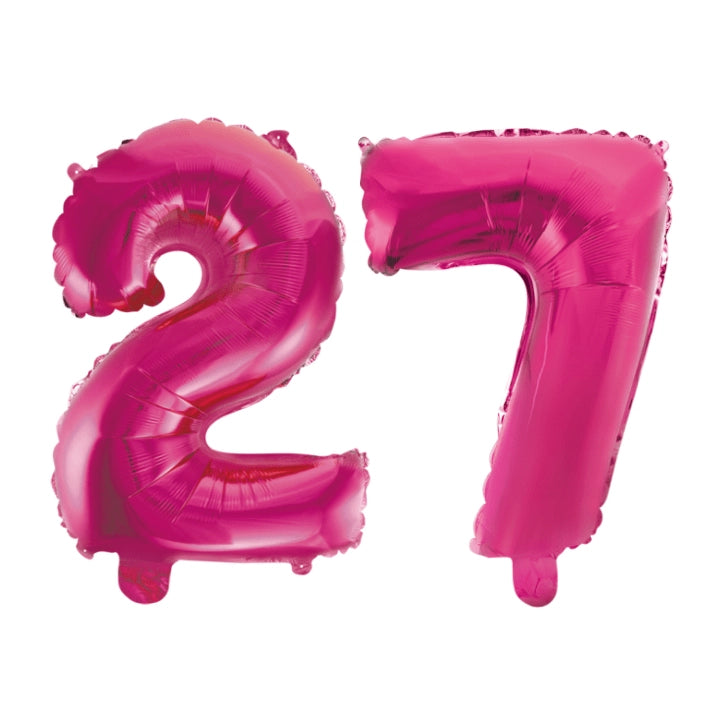 Folieballon 27 jaar roze 86cm