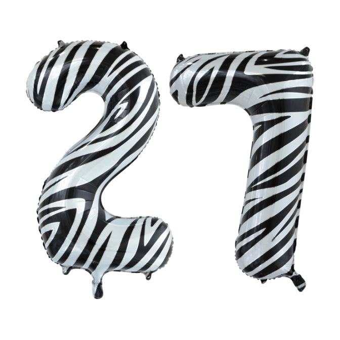 Folieballon 27 jaar zebra 86cm