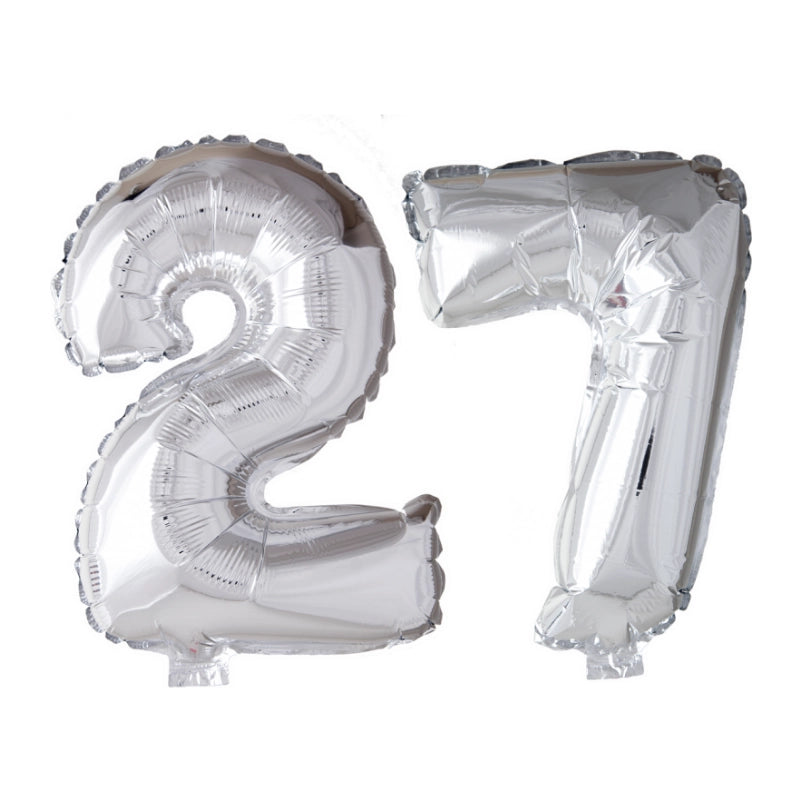 Folieballon 27 jaar Zilver 66cm