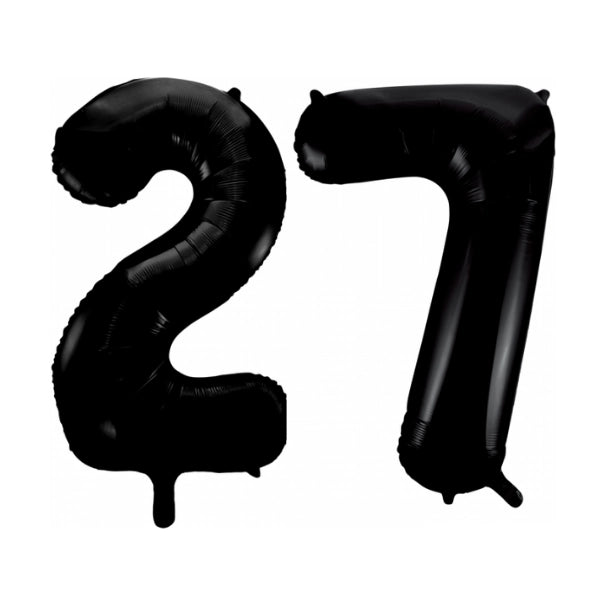 Folieballon 27 jaar zwart 41cm