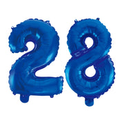 Folieballon 28 jaar blauw 41cm