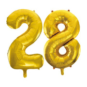 Folieballon 28 jaar Goud 66cm