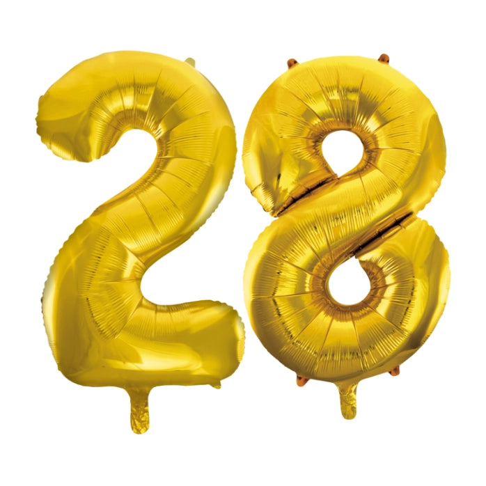 Folieballon 28 jaar Goud 66cm