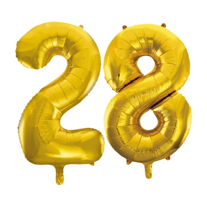 Folieballon 28 jaar Goud 86cm