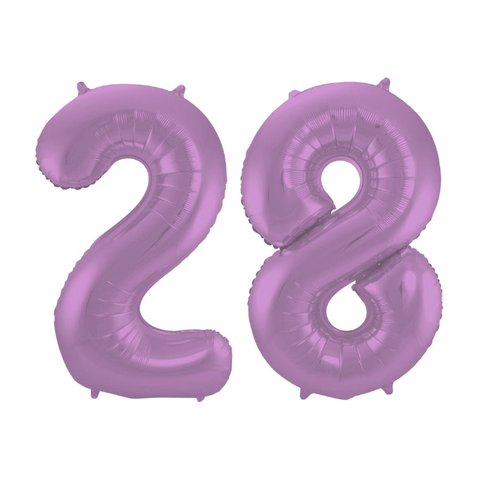 Folieballon 28 jaar metallic paars 86cm