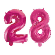 Folieballon 28 jaar roze 41cm