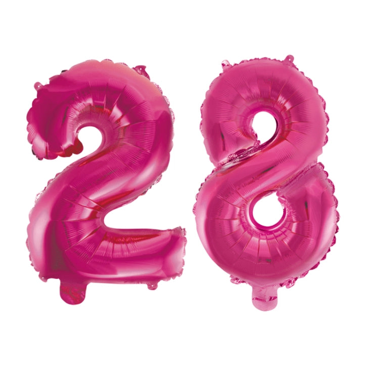 Folieballon 28 jaar roze 86cm
