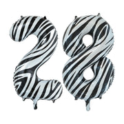 Folieballon 28 jaar zebra 86cm