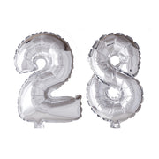 Folieballon 28 jaar zilver 41cm