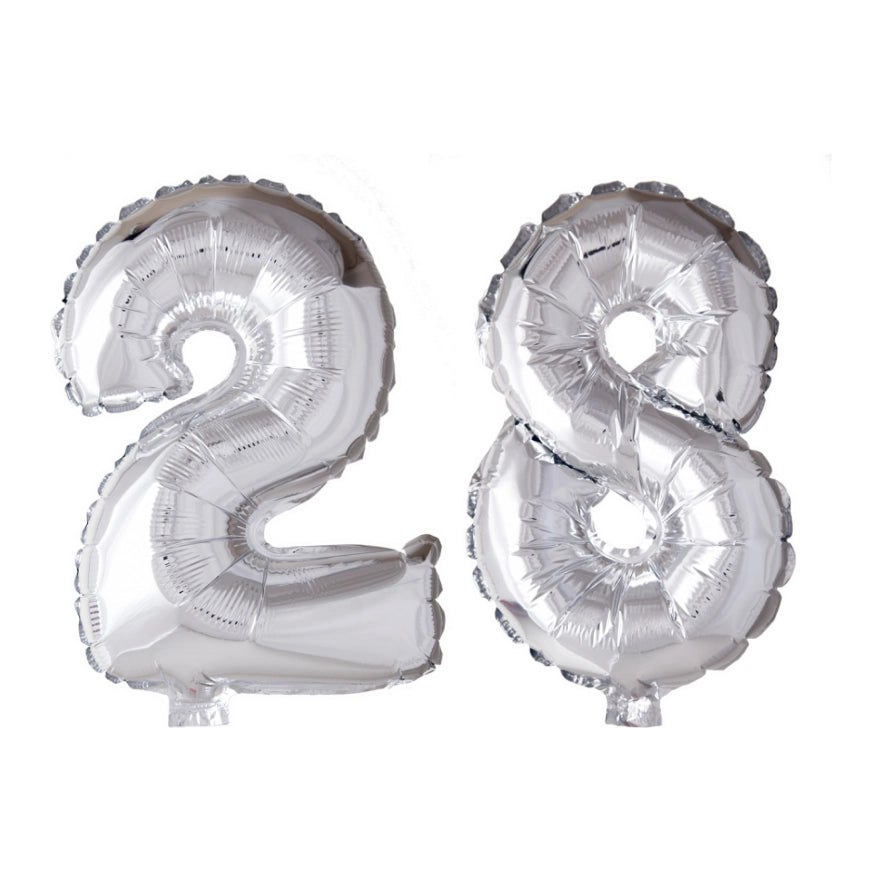 Folieballon 28 jaar Zilver 66cm
