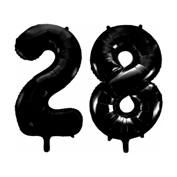 Folieballon 28 jaar zwart 41cm