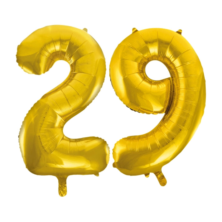 Folieballon 29 jaar Goud 86cm