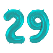 Folieballon 29 jaar metallic pastel aqua mat 86cm