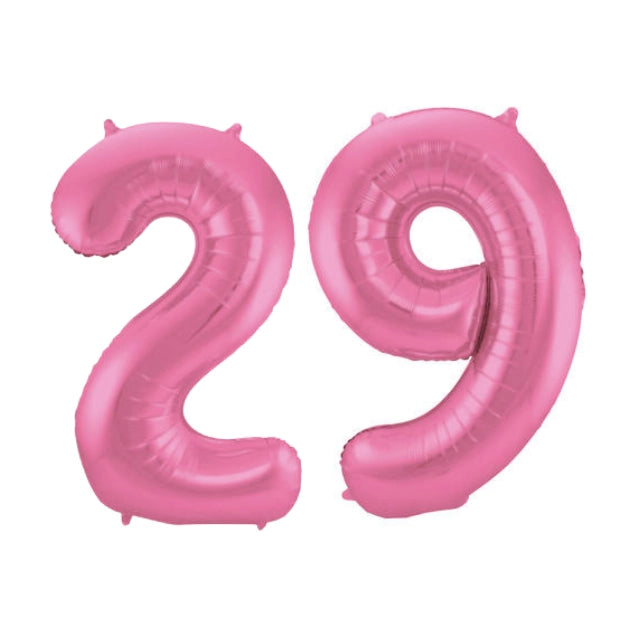 Folieballon 29 jaar metallic roze mat 86cm