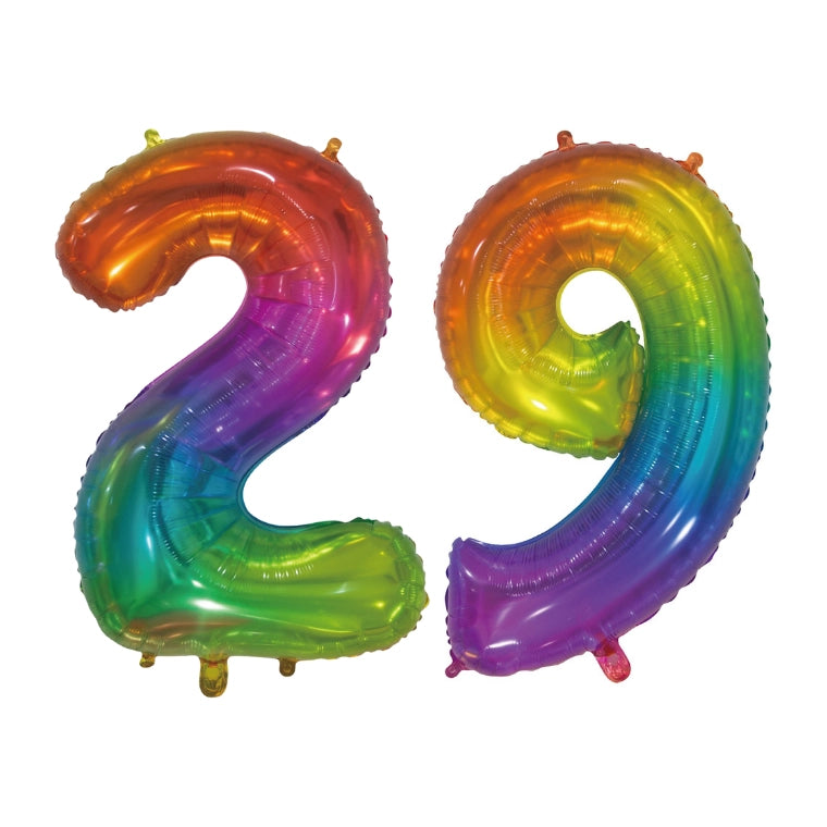 Folieballon 29 jaar Regenboog 76cm