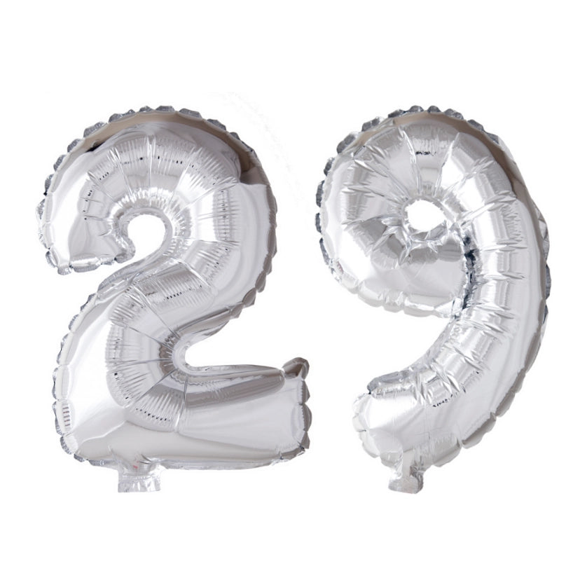 Folieballon 29 jaar Zilver 66cm