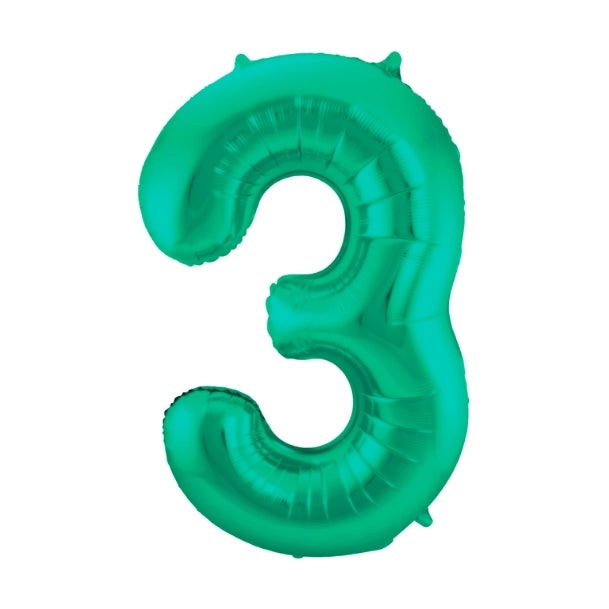 Folieballon 3 jaar metallic groen 86cm