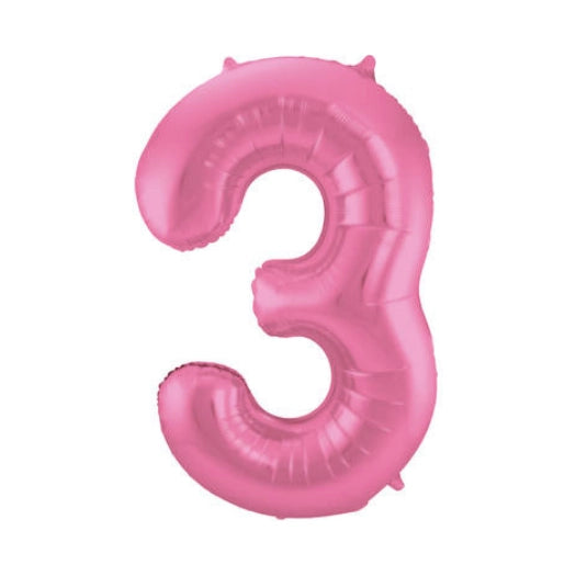 Folieballon 3 jaar metallic roze mat 86cm
