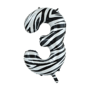 Folieballon 3 jaar zebra 86cm
