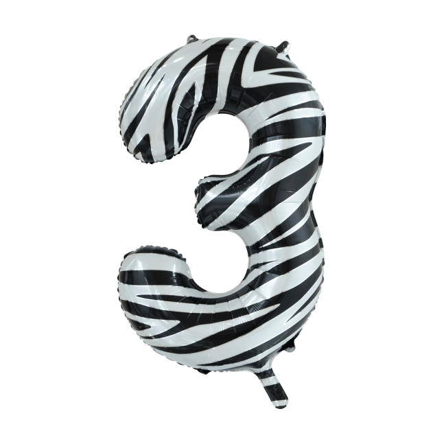 Folieballon 3 jaar zebra 86cm