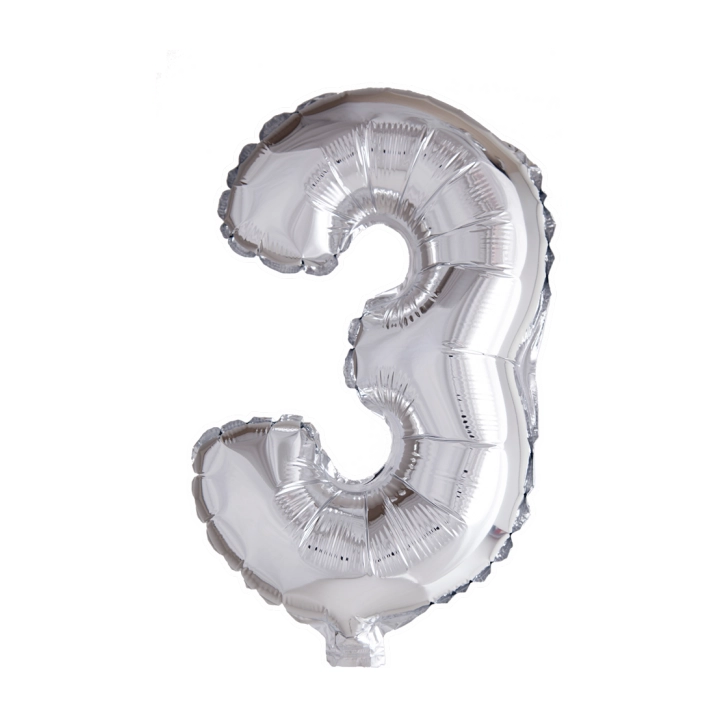 Folieballon 3 jaar Zilver 66cm