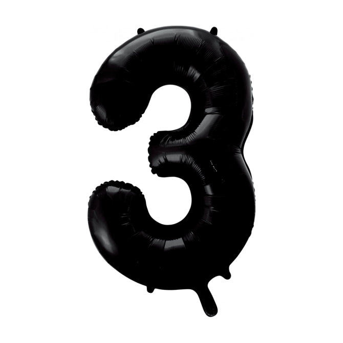 Folieballon 3 jaar zwart 86cm