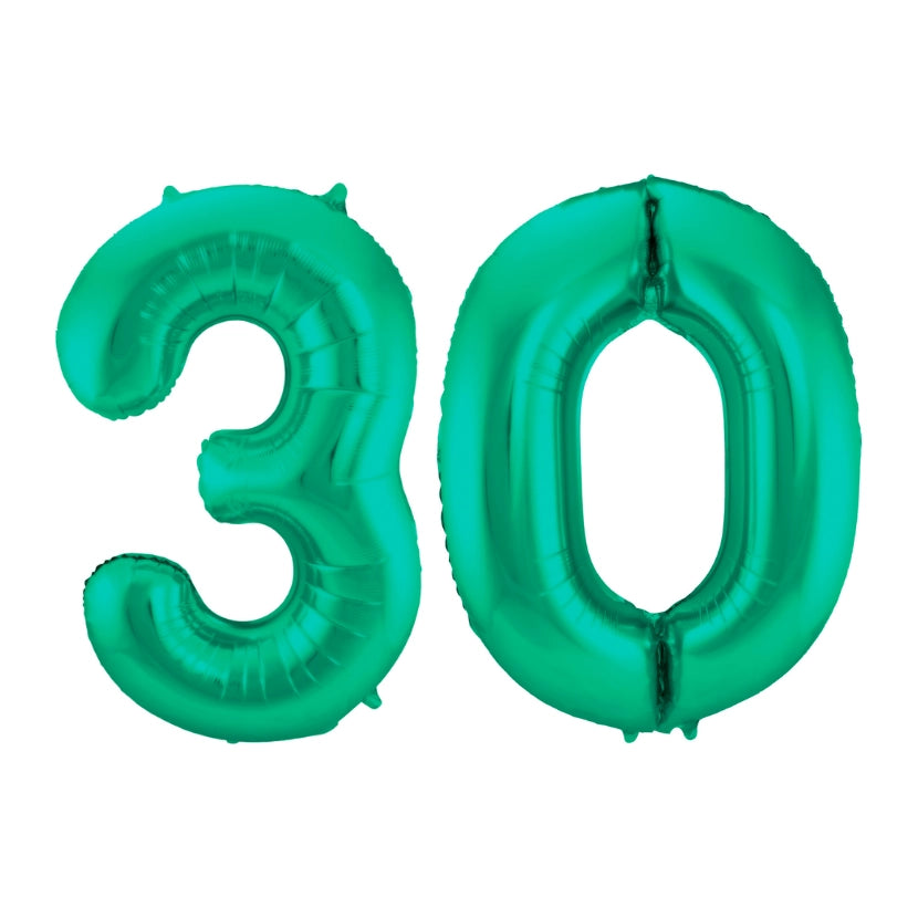 Folieballon 30 jaar metallic groen 86cm