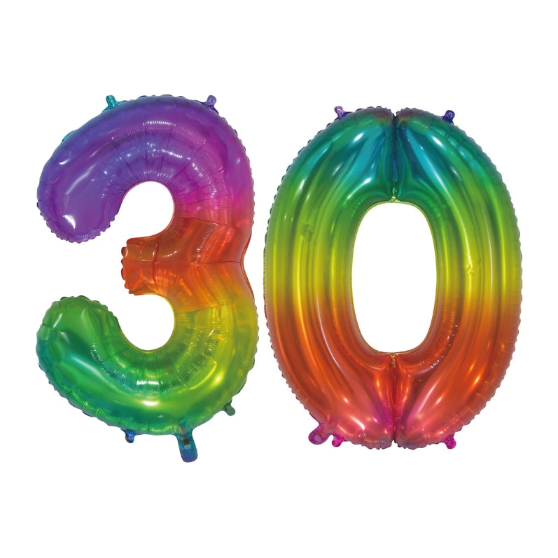 Folieballon 30 jaar Regenboog 76cm