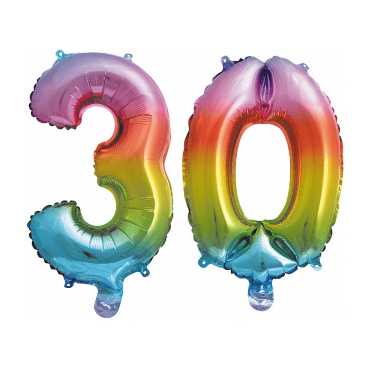 Folieballon 30 jaar Regenboog 86cm