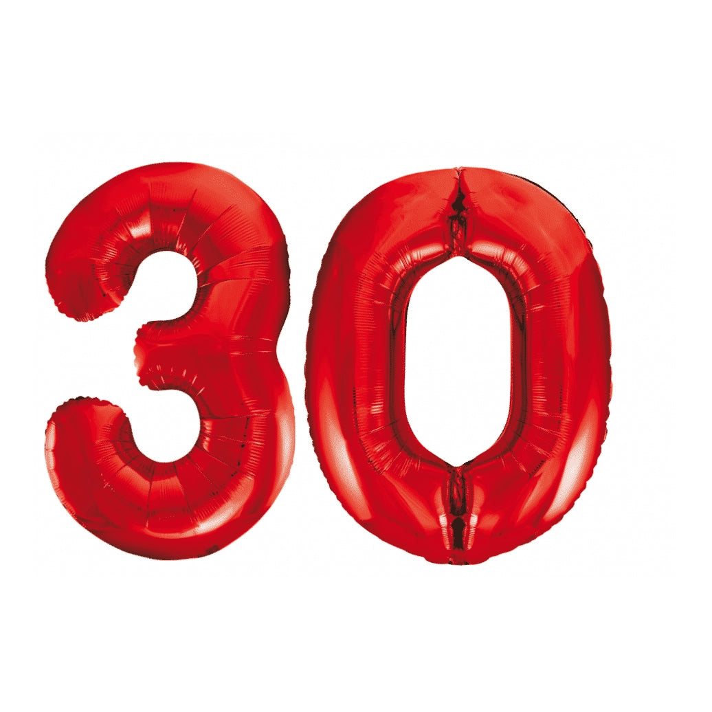 Folieballon 30 jaar rood 86cm