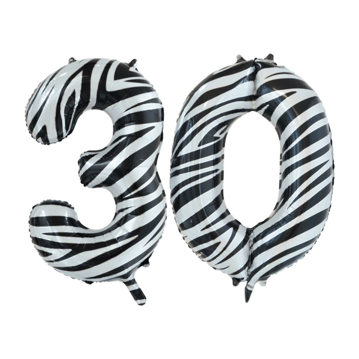 Folieballon 30 jaar zebra 86cm