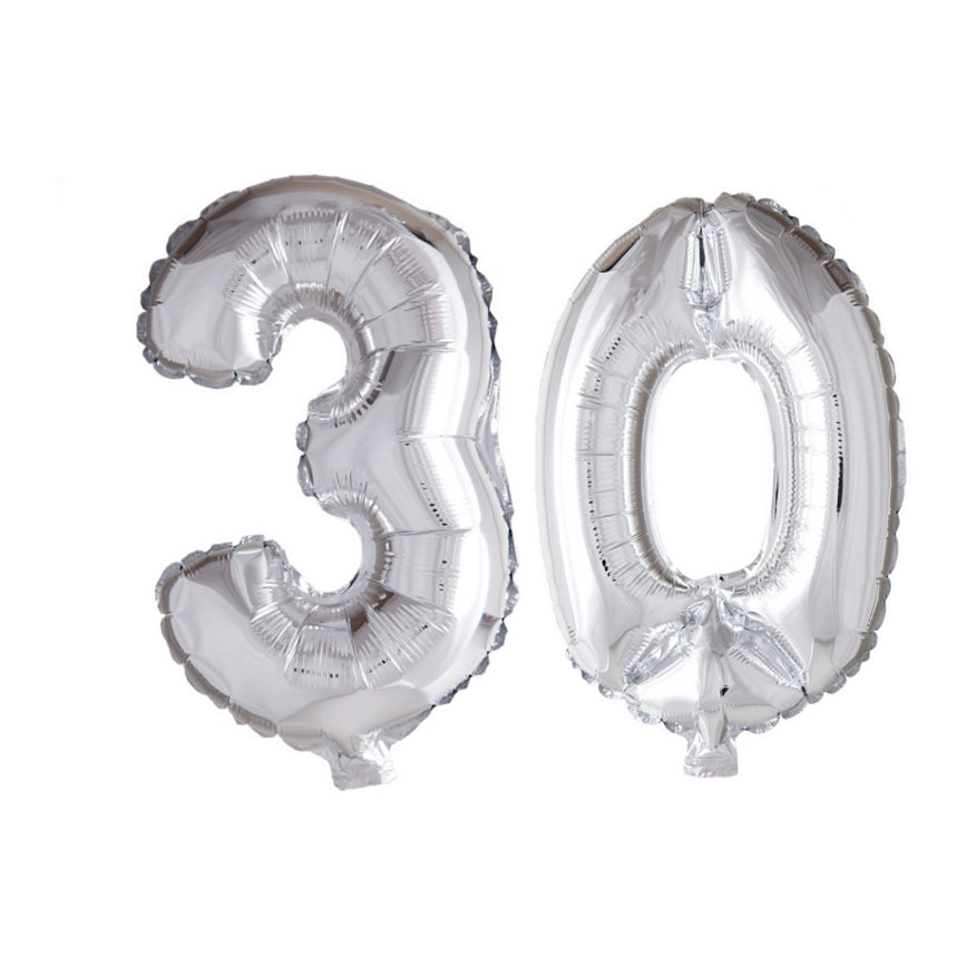 Folieballon 30 jaar Zilver 66cm