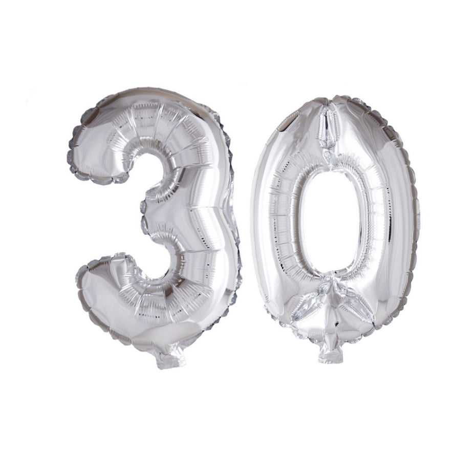 Folieballon 30 jaar zilver 86cm
