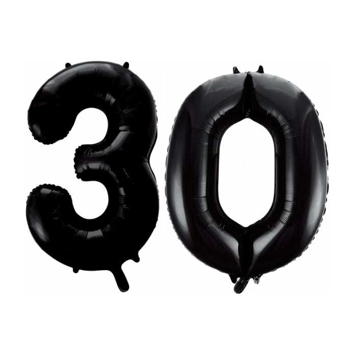 Folieballon 30 jaar zwart 86cm