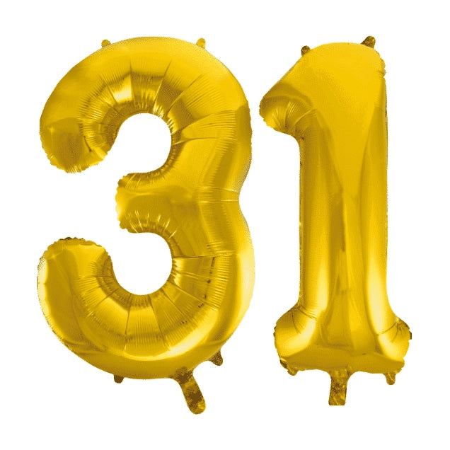 Folieballon 31 jaar Goud 41cm