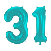 Folieballon 31 jaar metallic pastel aqua mat 86cm