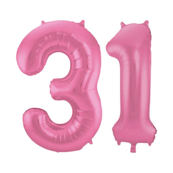 Folieballon 31 jaar metallic roze mat 86cm